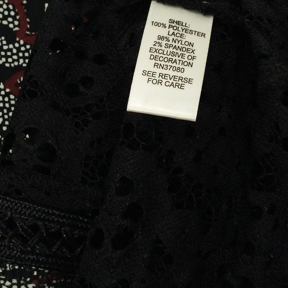 NWT CATO Boho tunic top Sz-L Black lace ruffles - Picture 11 of 12
